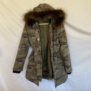 CAMO FUR HOOD PARKA JACKET